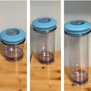 Qualy Design Blue Plastic Kitchen Pantry Storage Jars THREE NEW in box